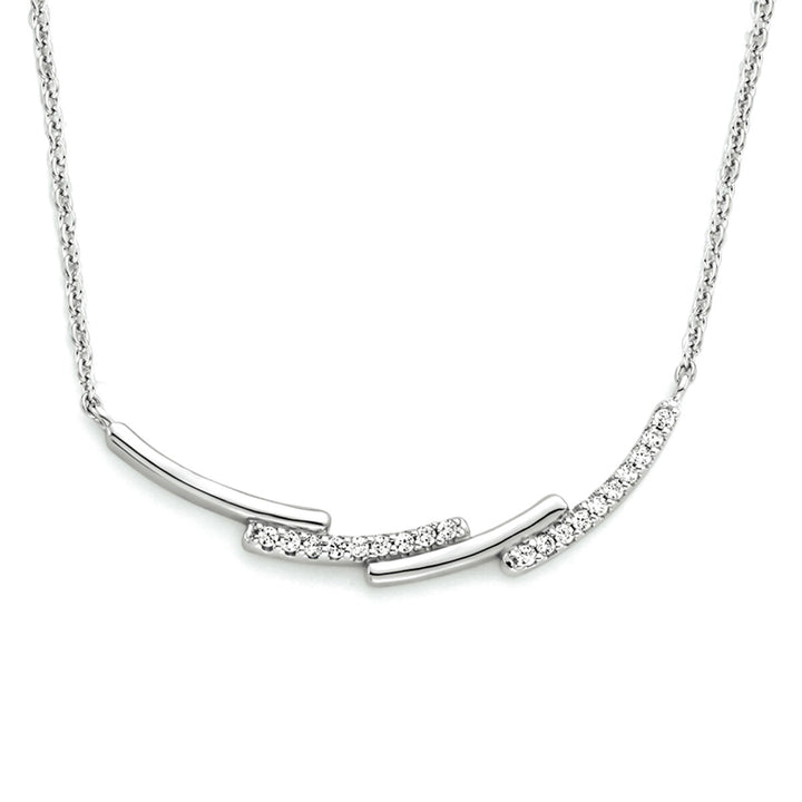 necklace zirconia 42 + 3 cm silver rhodium plated