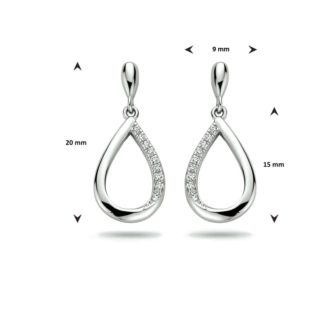 earrings drop zirconia silver rhodium plated