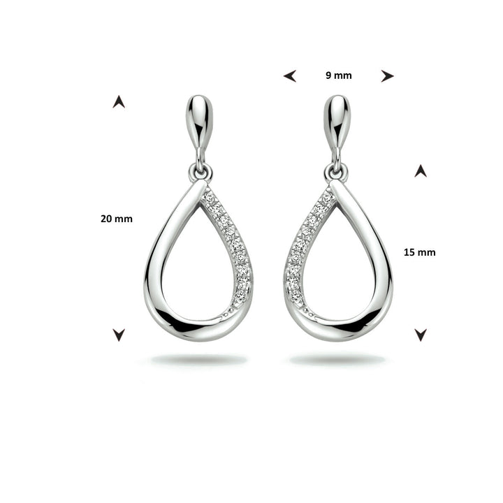 earrings drop zirconia silver rhodium plated