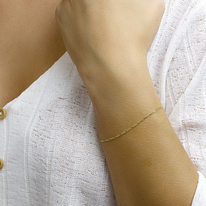 bracelet figaro 1.6 mm 18 cm 14K yellow gold