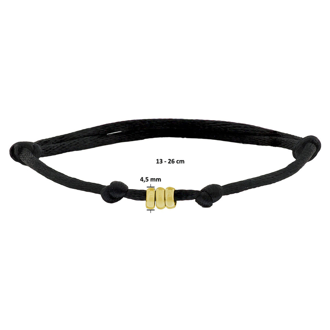 bracelet satin 14K gold with rubber/nylon/leather