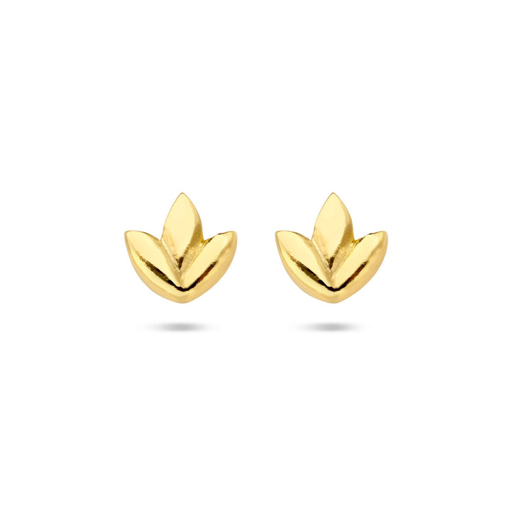 ear studs leaf 1 micron silver gold plated (yellow)