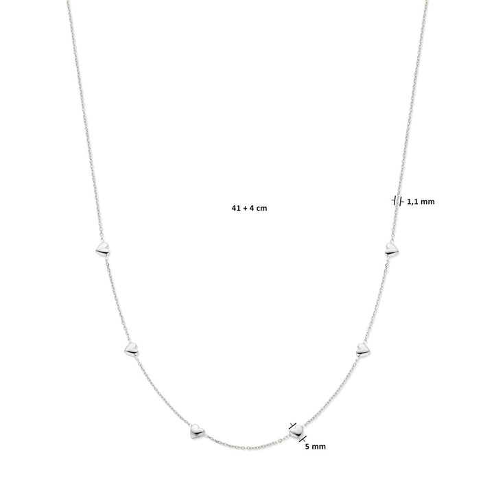 necklace hearts 41 + 4 cm silver rhodium plated