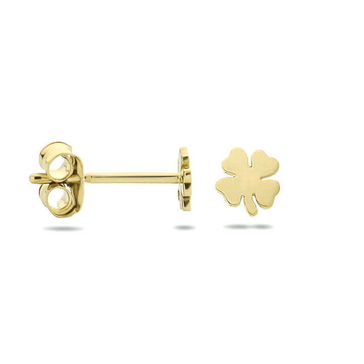 clover ear studs 14K yellow gold