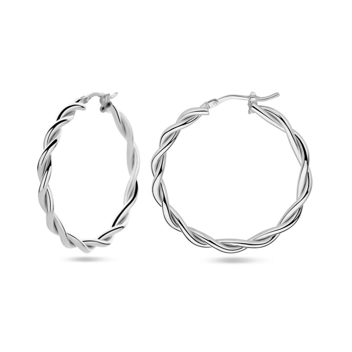 earrings 3.5 mm twisted tube silver rhodium plated