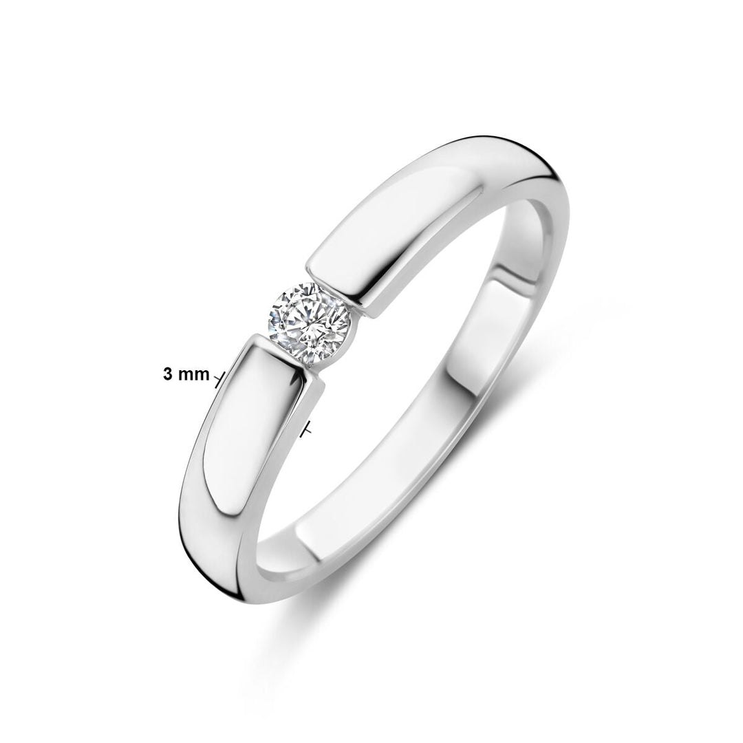 ring zirconia silver rhodium plated