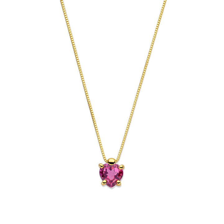 Gold ladies necklace heart rhodolite 14K