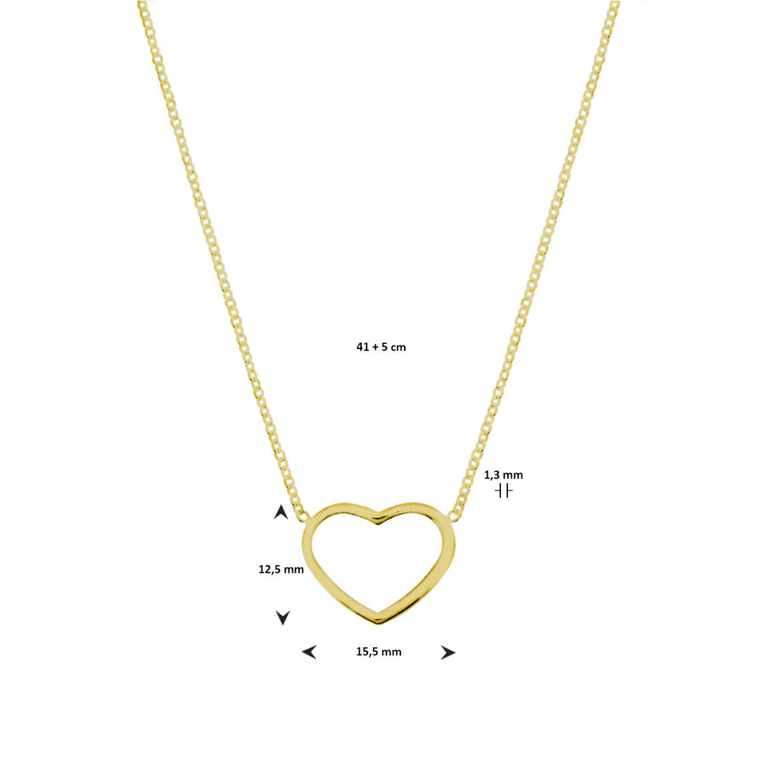 collier hart 41 + 5 cm 3 micron zilver verguld (geel)