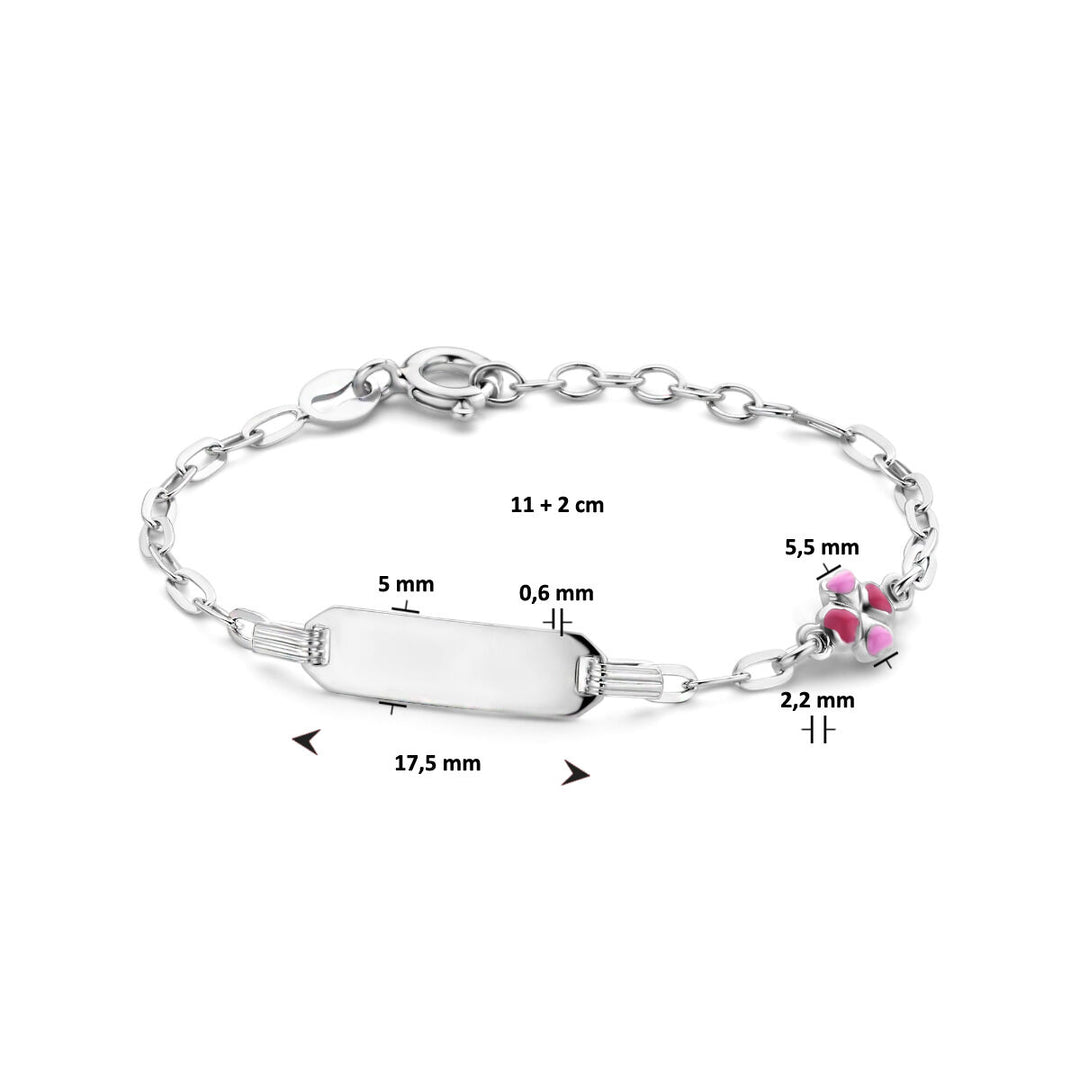 engraving bracelet clover plate 5.0 mm 11 + 2 cm silver rhodium plated