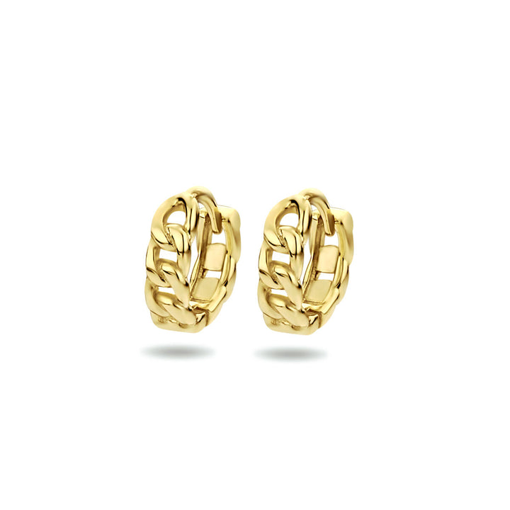 drop earrings link motif 1 micron silver gold plated (yellow)