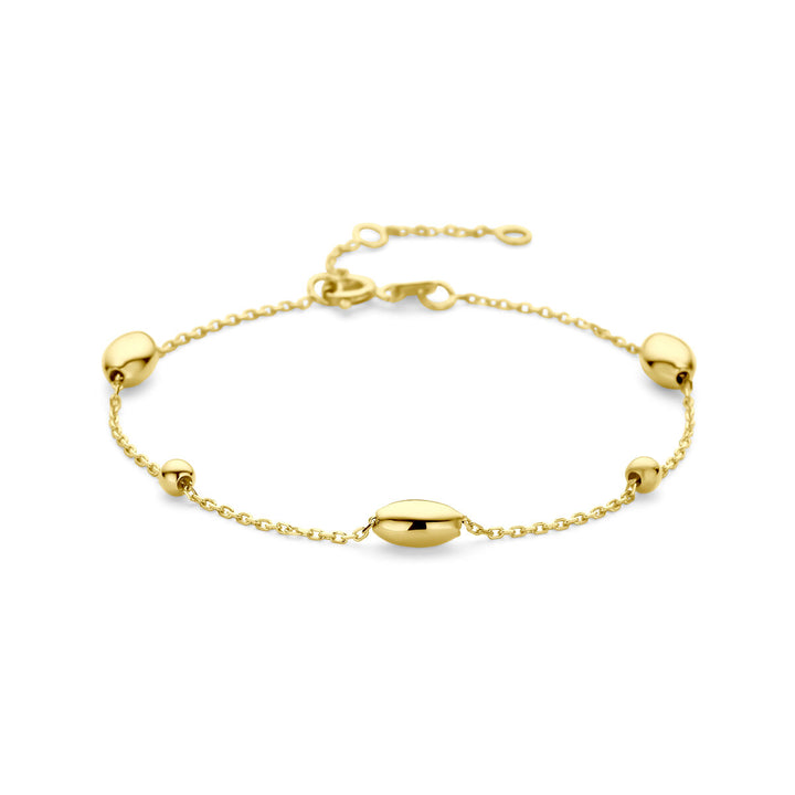 bracelet ovals and balls 16 - 17.5 - 19 cm 14K yellow gold