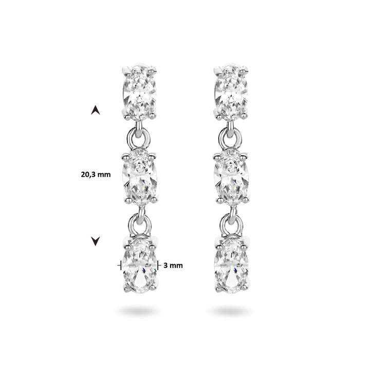 earrings zirconia silver rhodium plated
