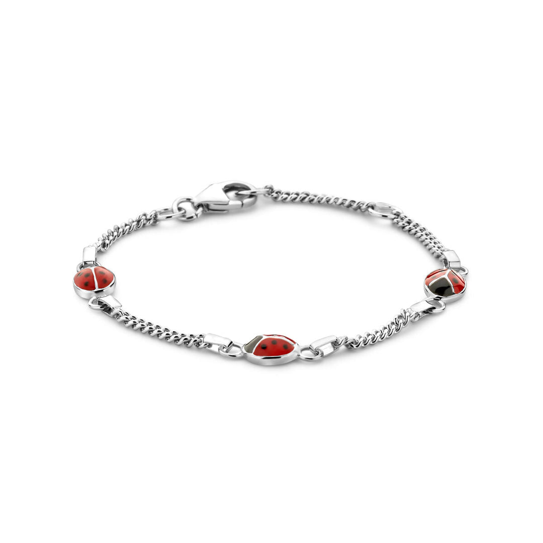 armband lieveheersbeestje 11 - 13 cm zilver gerhodineerd