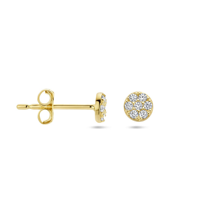 ear studs zirconia 14K yellow gold