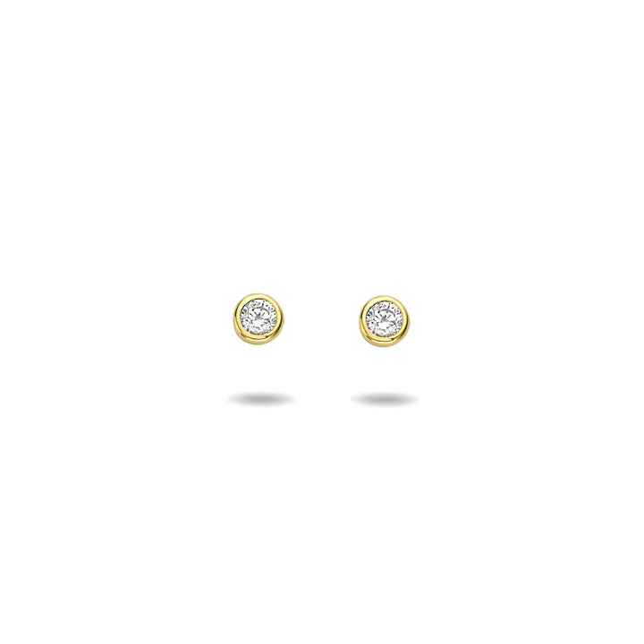 ear studs zirconia 14K yellow gold