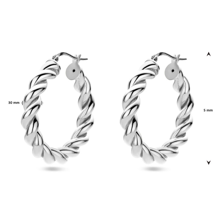 earrings twisted silver rhodium plated