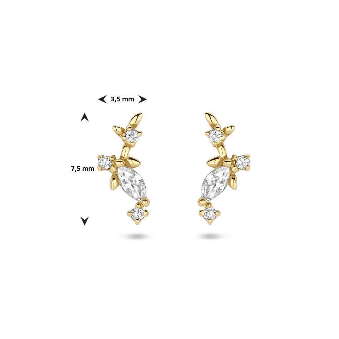 ear studs zirconia 14K yellow gold