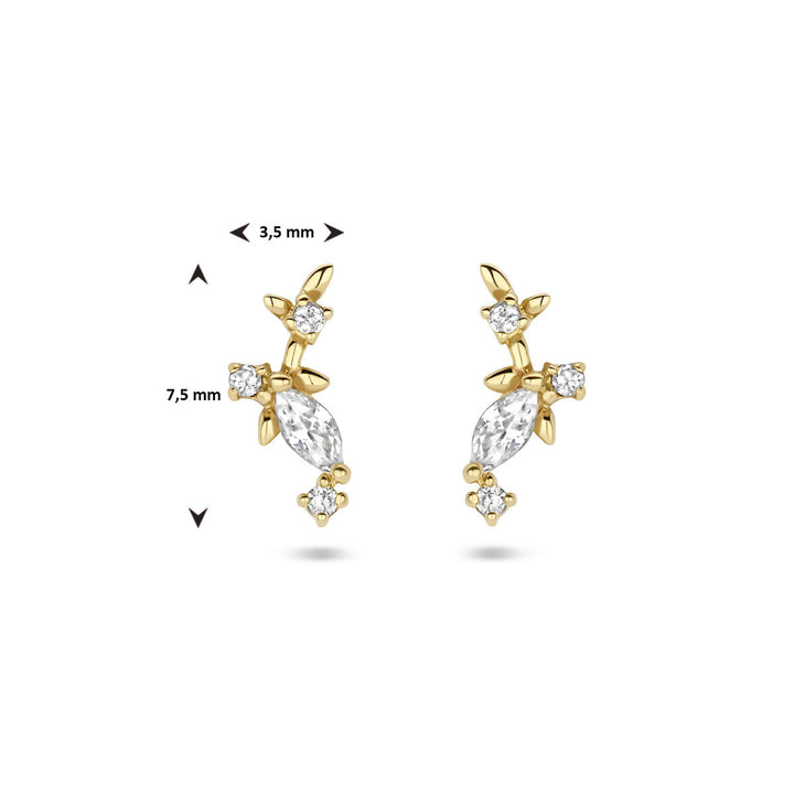 ear studs zirconia 14K yellow gold