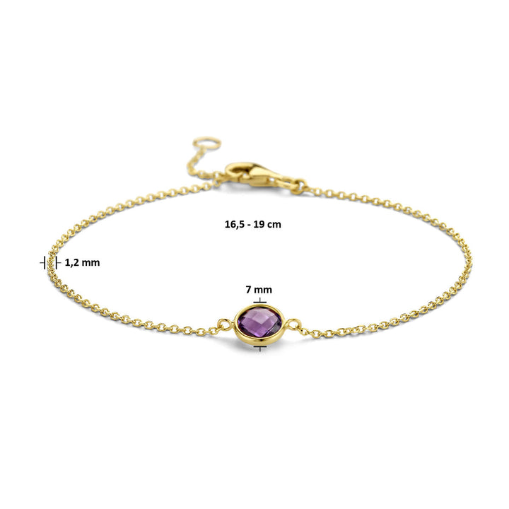 armband amethist 16,5 - 19 cm 14K geelgoud