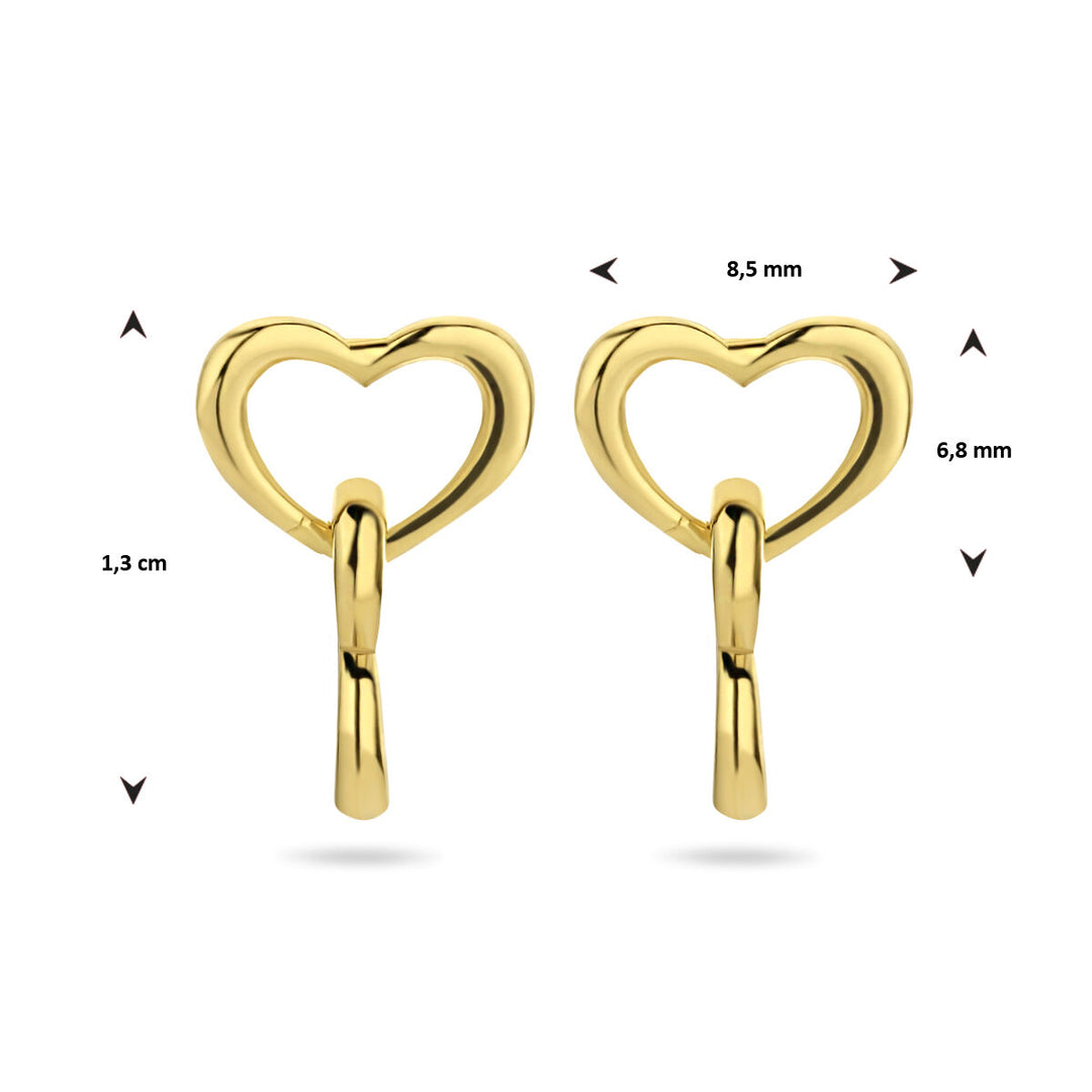 earrings hearts 1 micron silver gold plated (yellow)