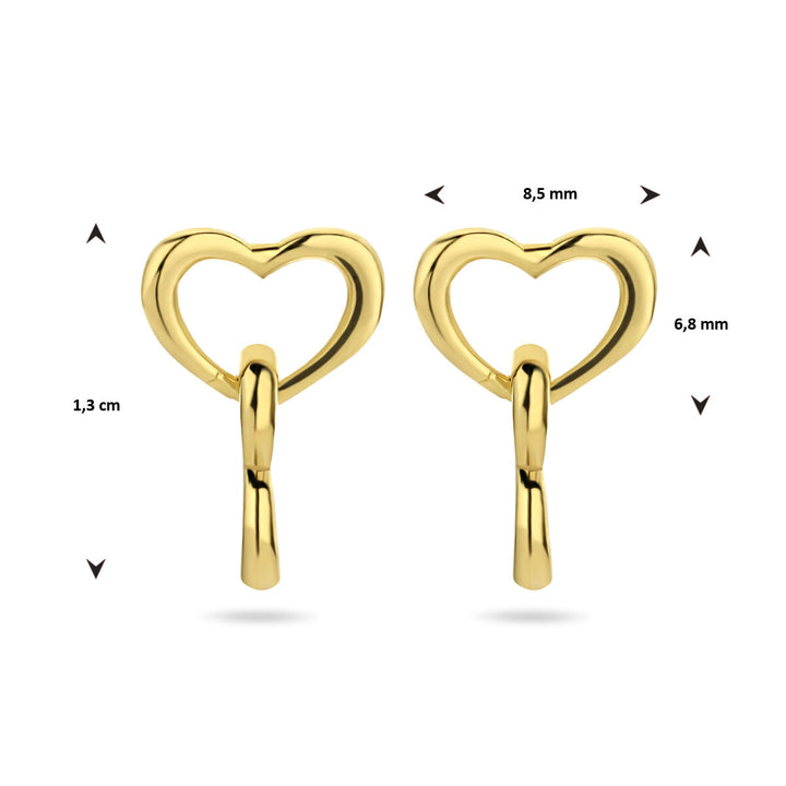 earrings hearts 1 micron silver gold plated (yellow)
