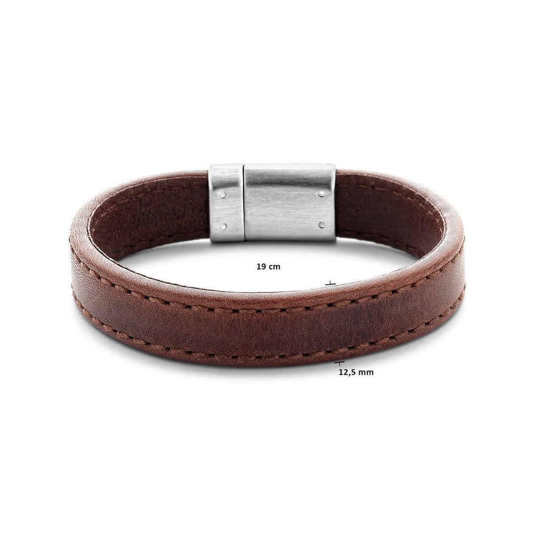 bracelet leather dark brown 12.5 mm stainless steel