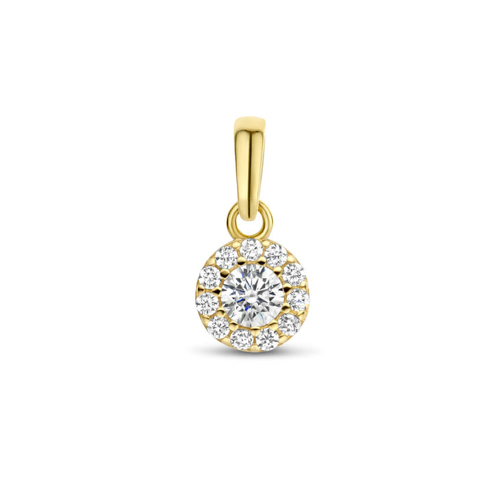 pendant zirconia halo 14K yellow gold