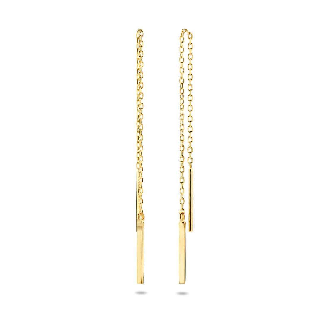 pull-through earrings bar 14K yellow gold