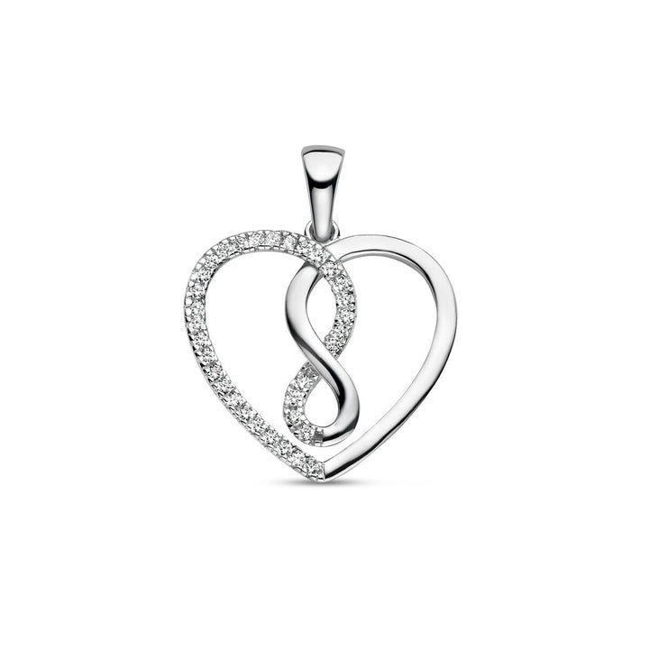 pendant heart and infinity zirconia silver rhodium plated
