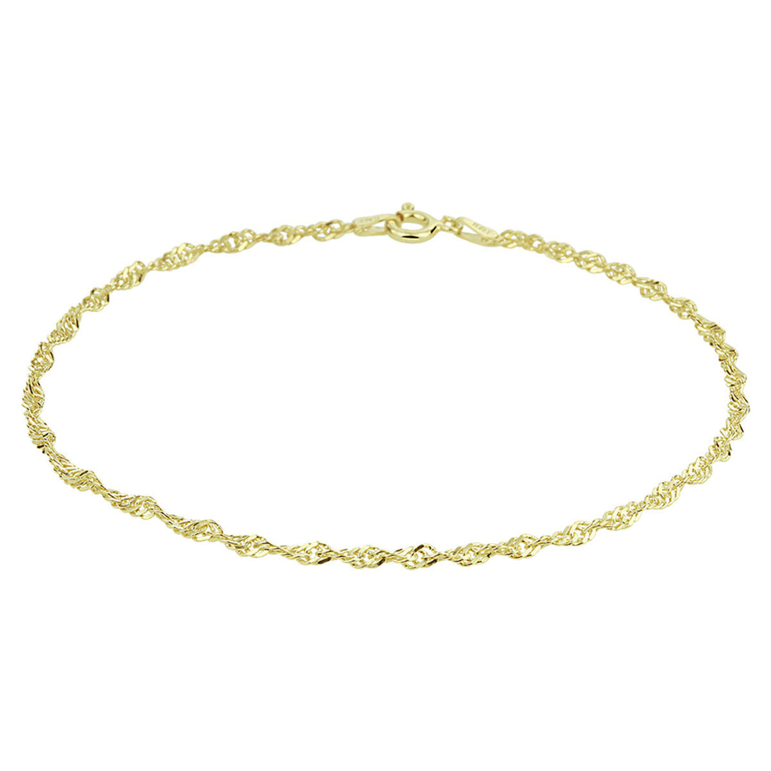 anklet Singapore 2.25 mm 24 cm 3 micron silver gold plated (yellow)