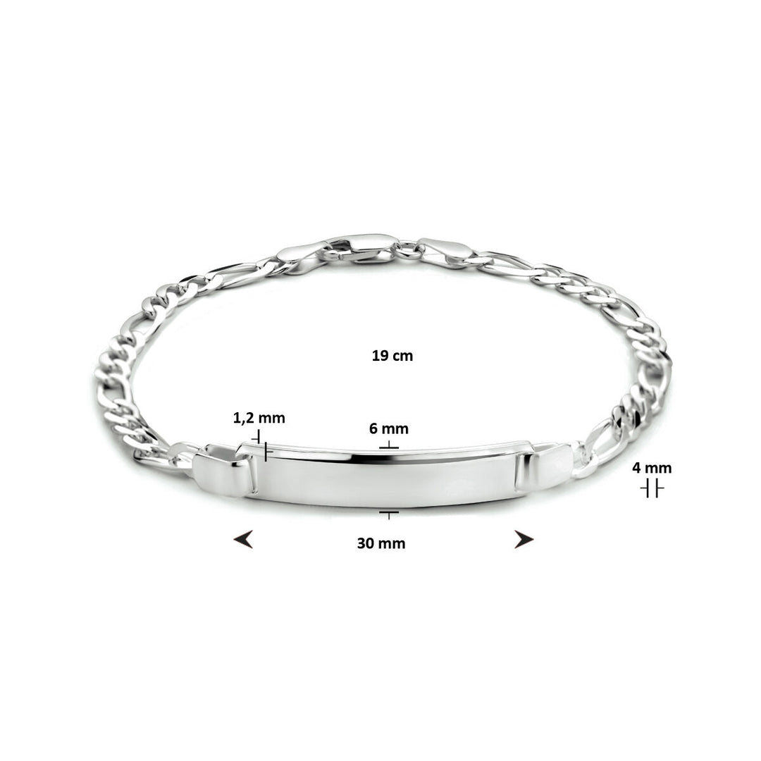 De Van der Kooij Collectie graveerarmband figaro plaat 6,0 mm in 19 cm is een massieve zilveren armband met vlakke ID-plaat en stevige schakel. Perfect als zilveren graveerarmband voor een persoonlijke touch.
