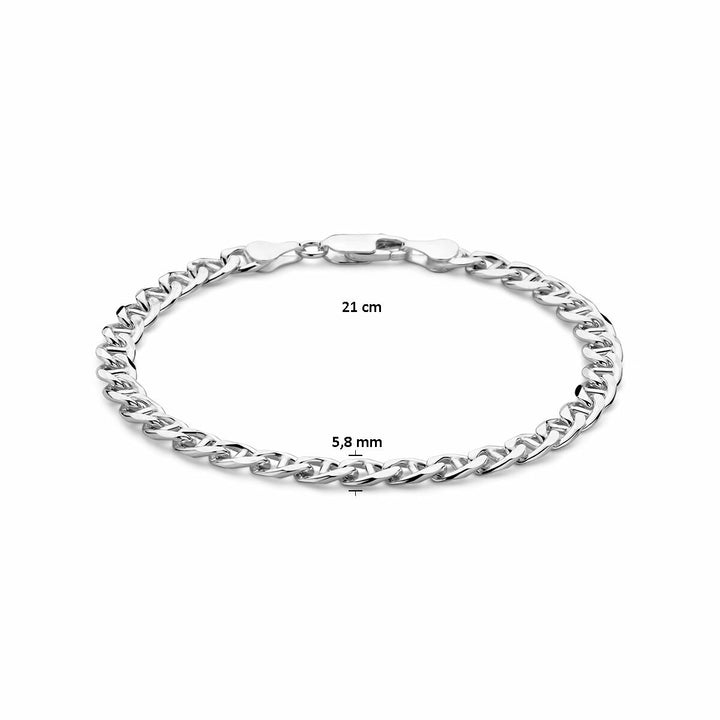 bracelet anchor 5.8 mm 21 cm silver white