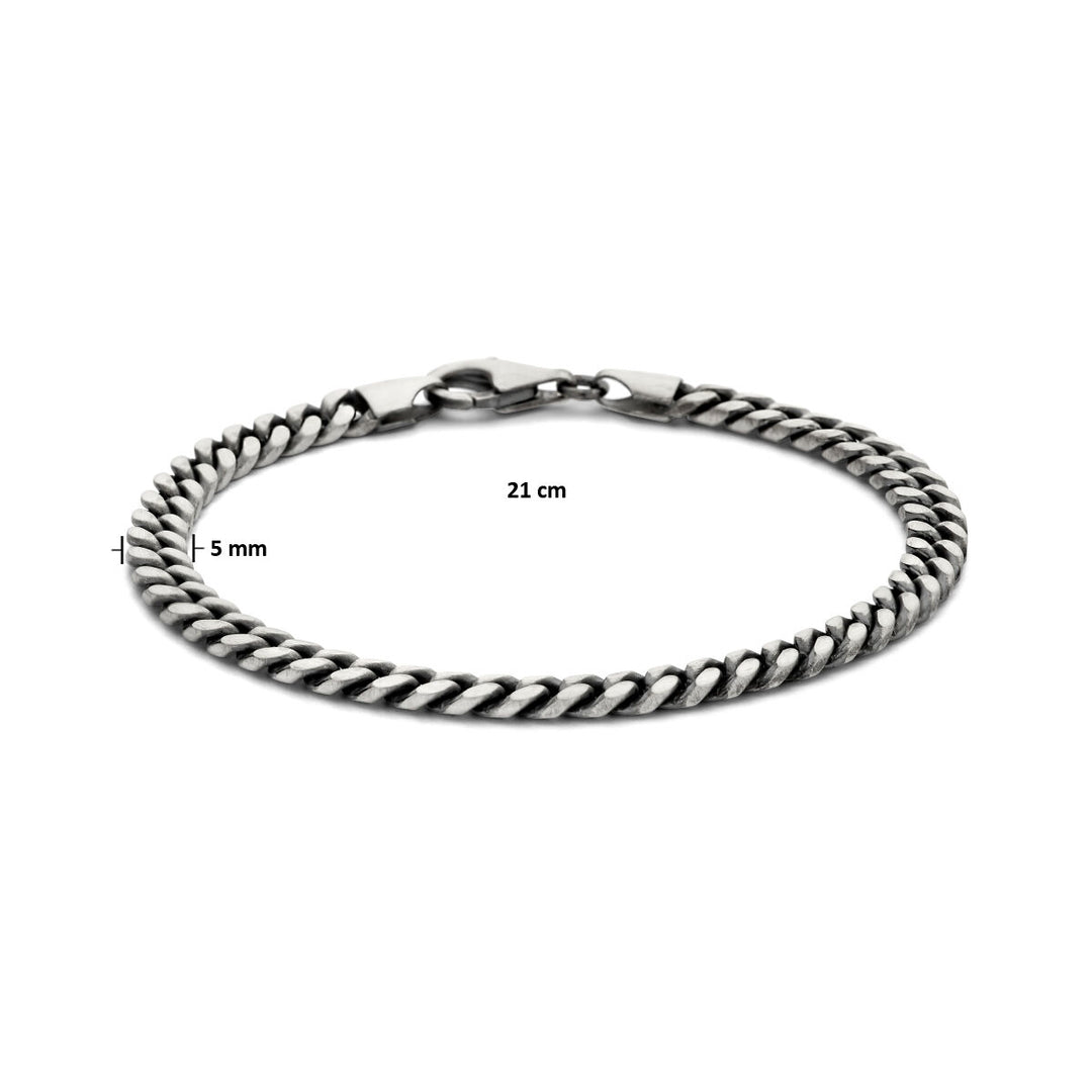 gourmette 6-sided cut oxi 5.0 mm silver oxidized