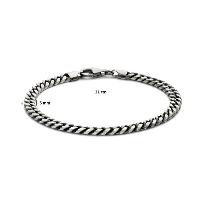 gourmette 6-sided cut oxi 5.0 mm silver oxidized