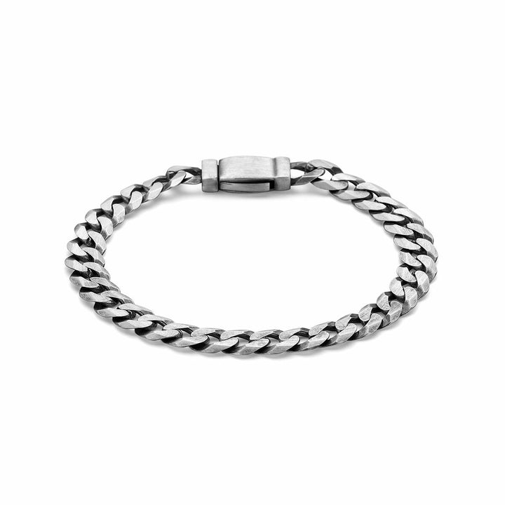 bracelet gourmette 8-sided cut 8.2 mm silver oxidized