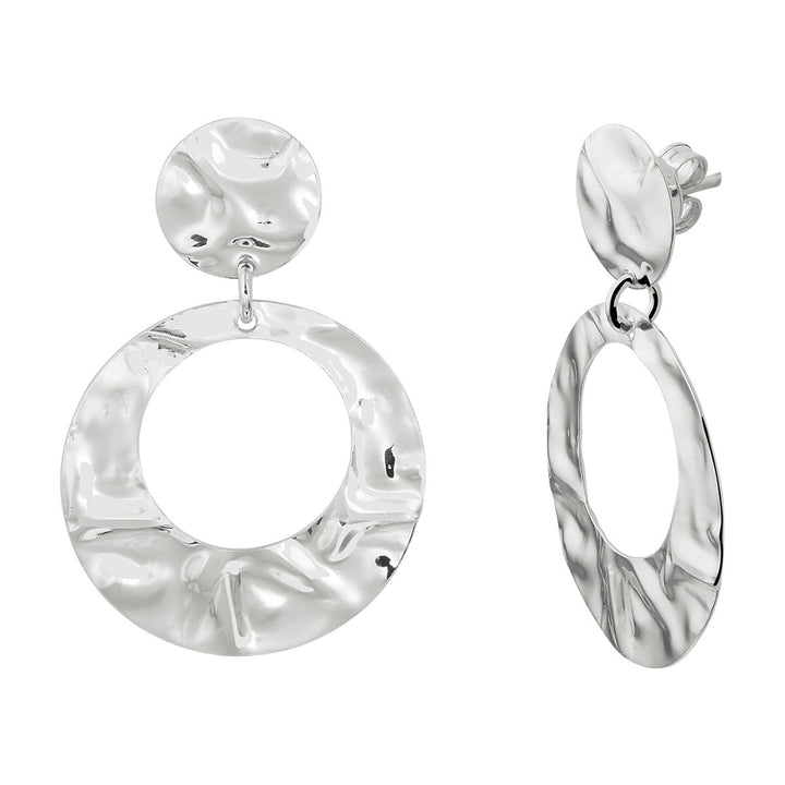 earrings hammered silver rhodium plated