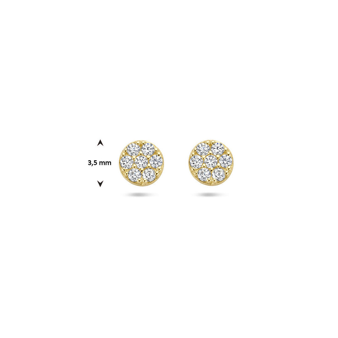 ear studs zirconia 14K yellow gold
