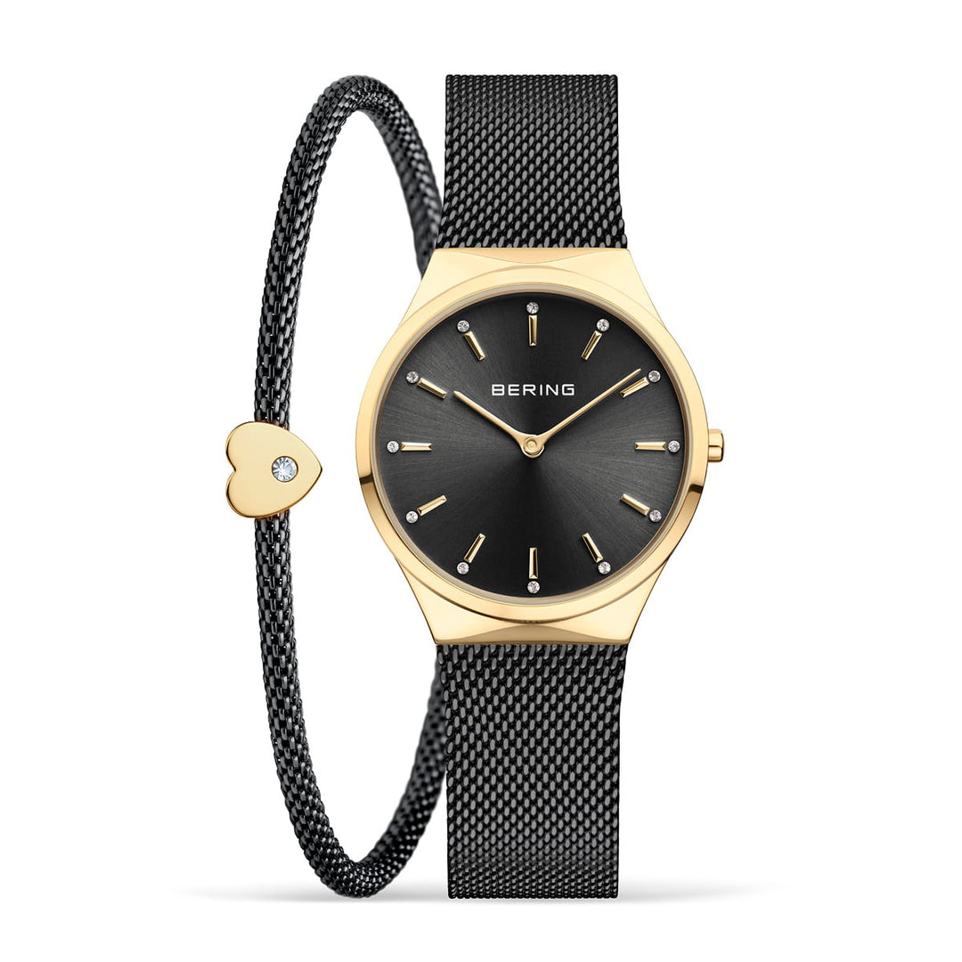 bering dames horloge zwarte wijzerplaat - 12131-132-GWP