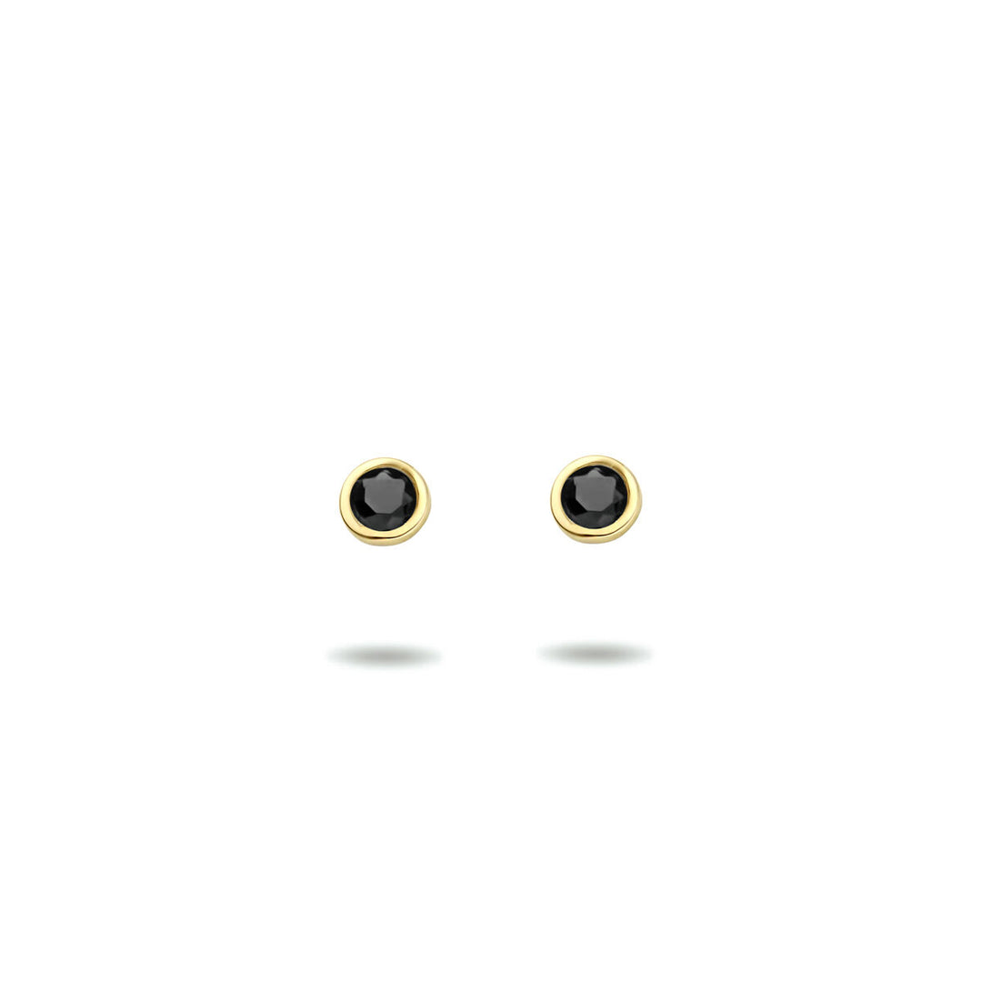 ear studs black zirconia 14K yellow gold