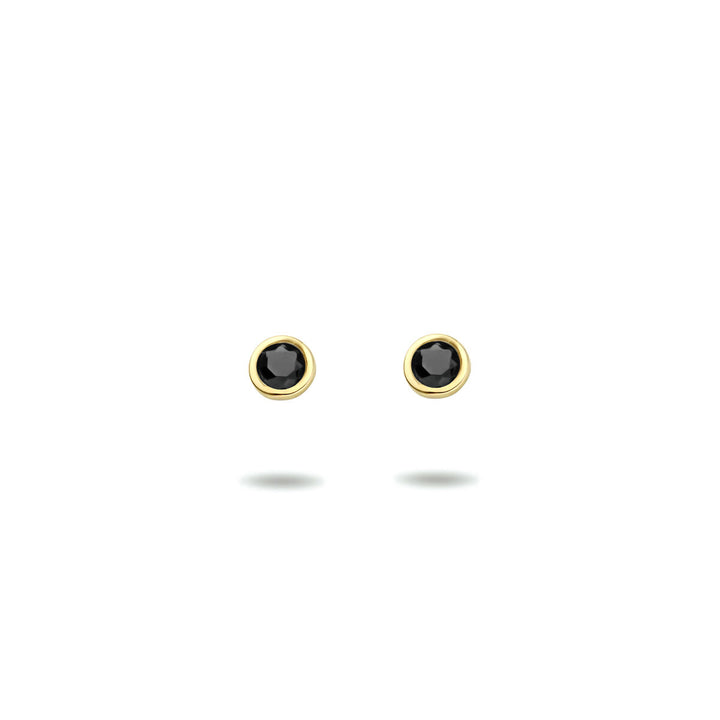 ear studs black zirconia 14K yellow gold