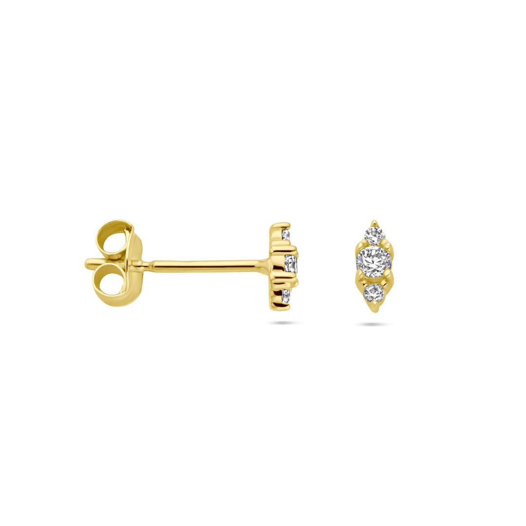 ear studs zirconia 14K yellow gold