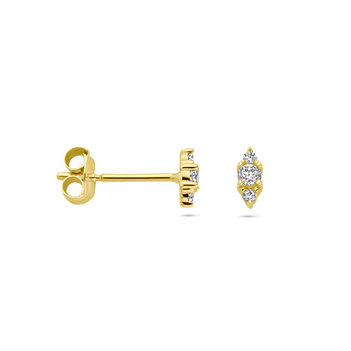 ear studs zirconia 14K yellow gold