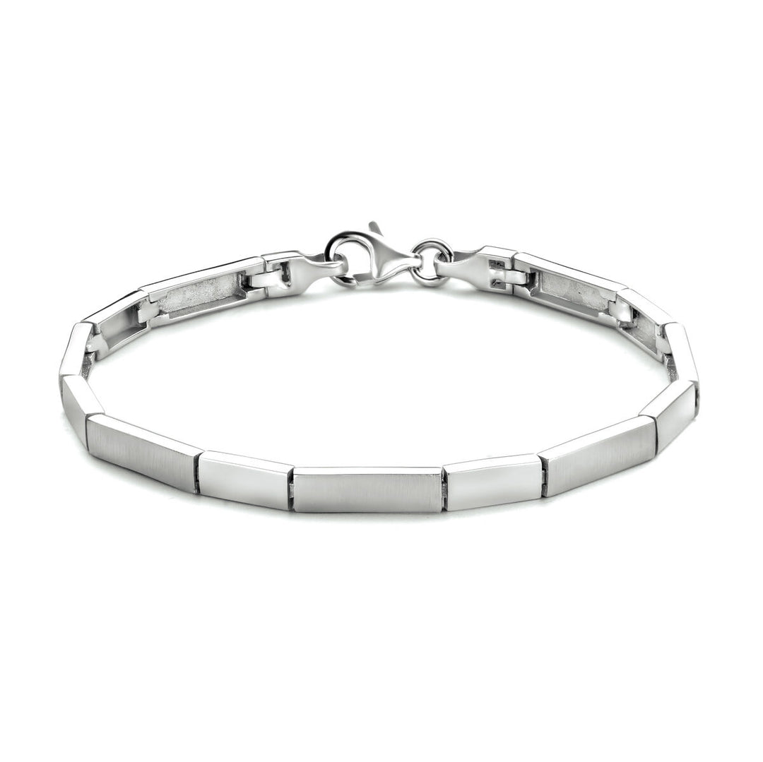 armband 4,3 mm 19 cm poli/mat zilver gerhodineerd