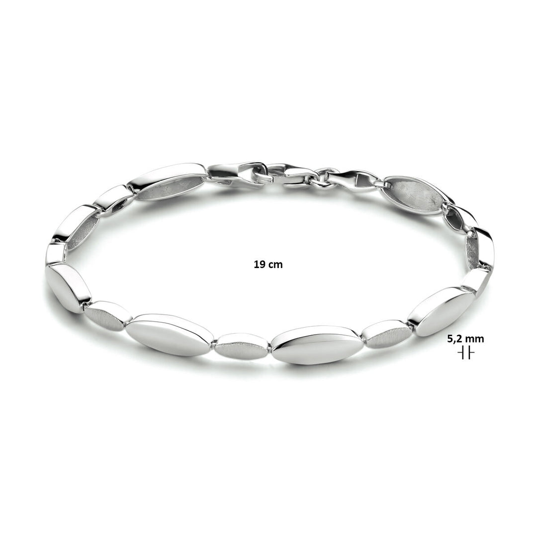 bracelet 5.2 mm 19 cm poly/matt silver rhodium plated
