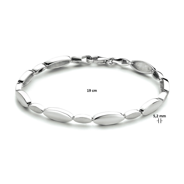 bracelet 5.2 mm 19 cm poly/matt silver rhodium plated