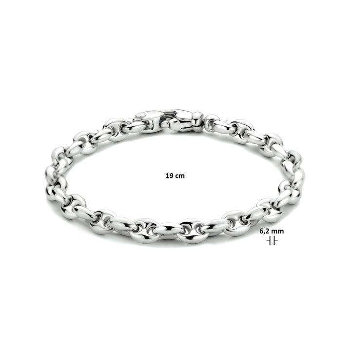 bracelet coffee bean 6.2 mm 19 cm silver rhodium plated