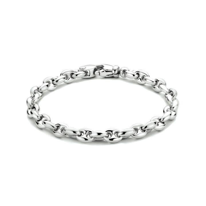 bracelet coffee bean 6.2 mm 19 cm silver rhodium plated