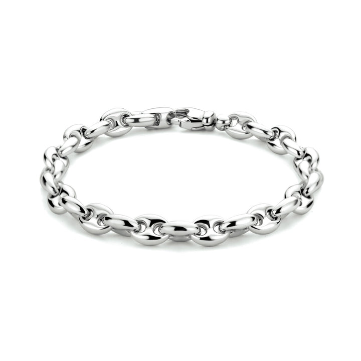 bracelet coffee bean 7.4 mm 20 cm silver rhodium plated