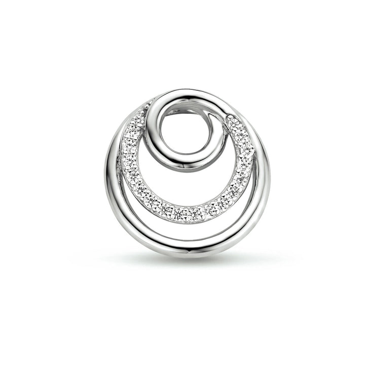 pendant round zirconia silver rhodium plated