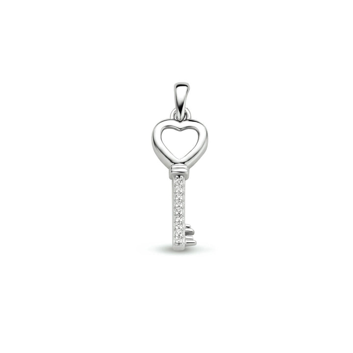 pendant key zirconia silver rhodium plated